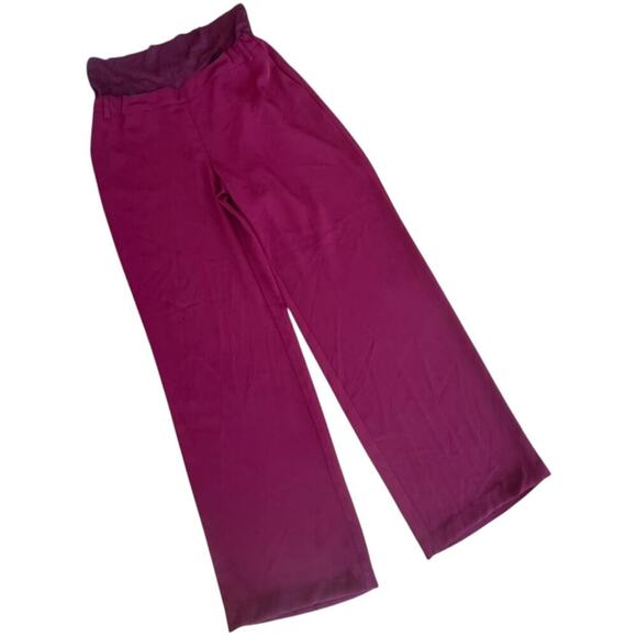 PIETRO BRUNELLI Freddie Wide Leg Maternity Trouser Pants Wine Red Size Medium - Picture 4 of 16